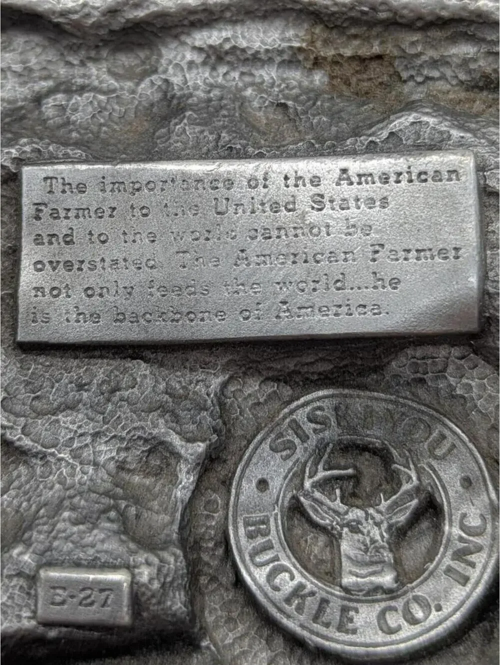 Vintage Siskiyou 80s Farmers Feed The World Belt Buckle